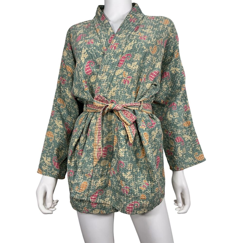 Free People Quilted Multicolor Fragonard Niki Kimono Jacket Size M - Picture 2 of 4